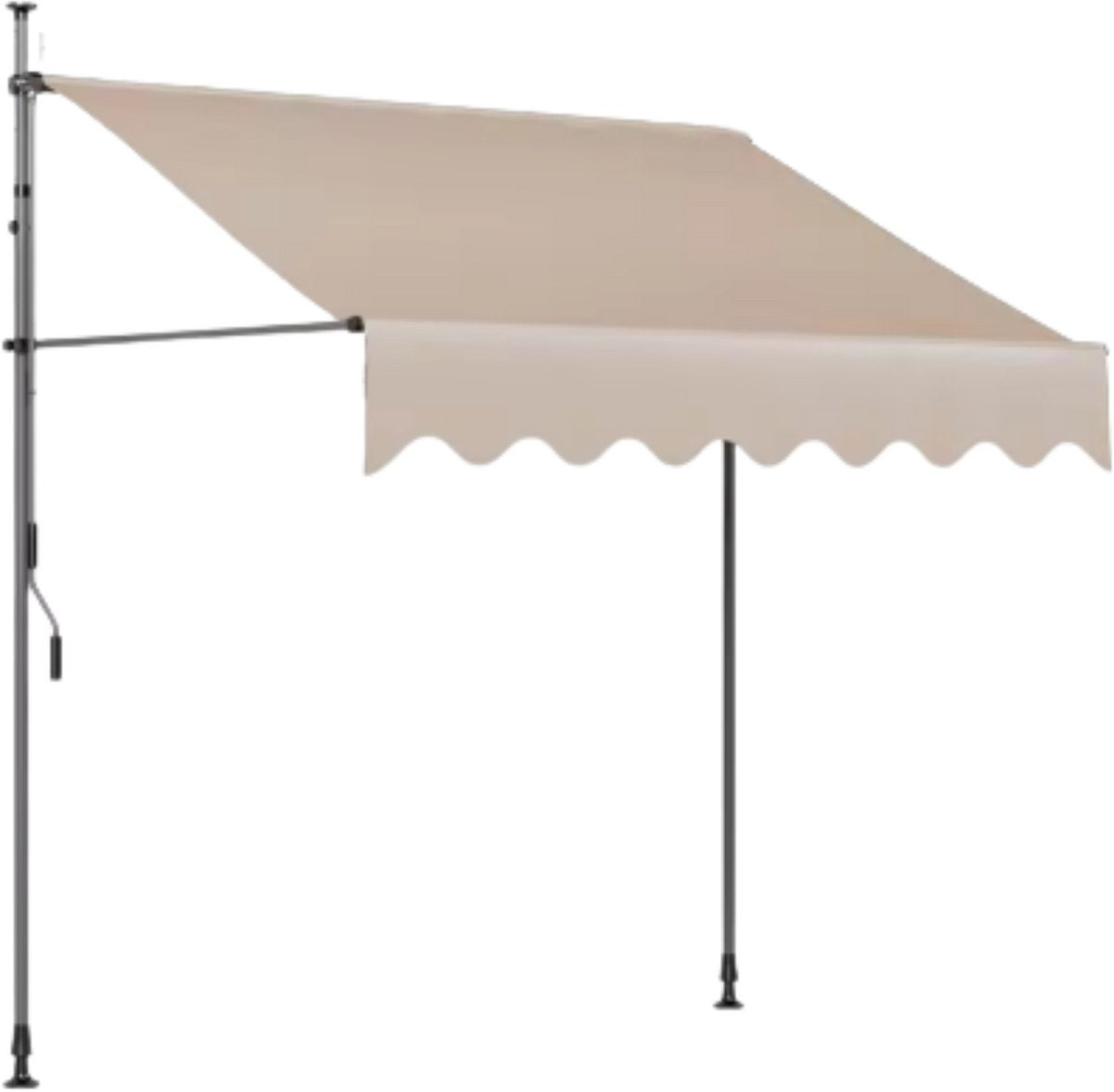 Zonneluifel - 200cm - Ook als balkonluifel - Terras - Knikarmscherm zonnescherm - Uitschuifbaar - PU Coating - In Hoogte Verstelbaar - Beige