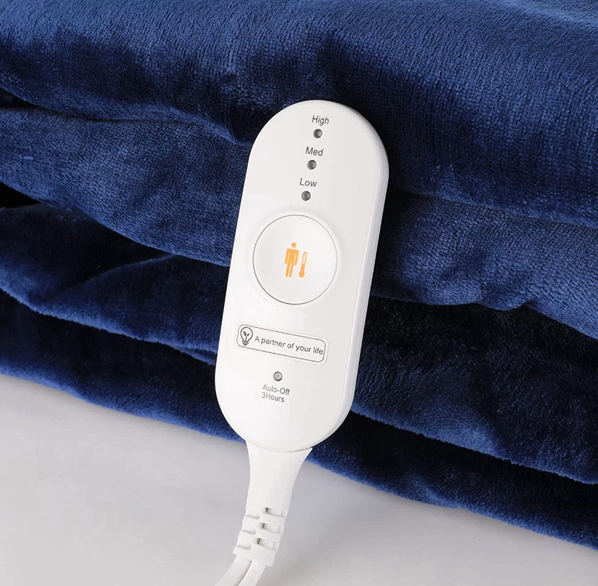 Happyment Elektrische Deken - Bovendeken - 1- a 2-Persoons - 180 x 130 cm - 6 Warmte Standen - Wasmachinebestendig - Oververhittingsbeveiliging - Digitale bediening - Coral Fleece - Blauw/Licht Paars