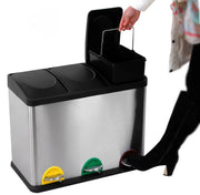 Pedaalemmer 3 vakken - 45L - Prullenbak - Afvalscheiding - RVS - Softclose - Anti-slip
