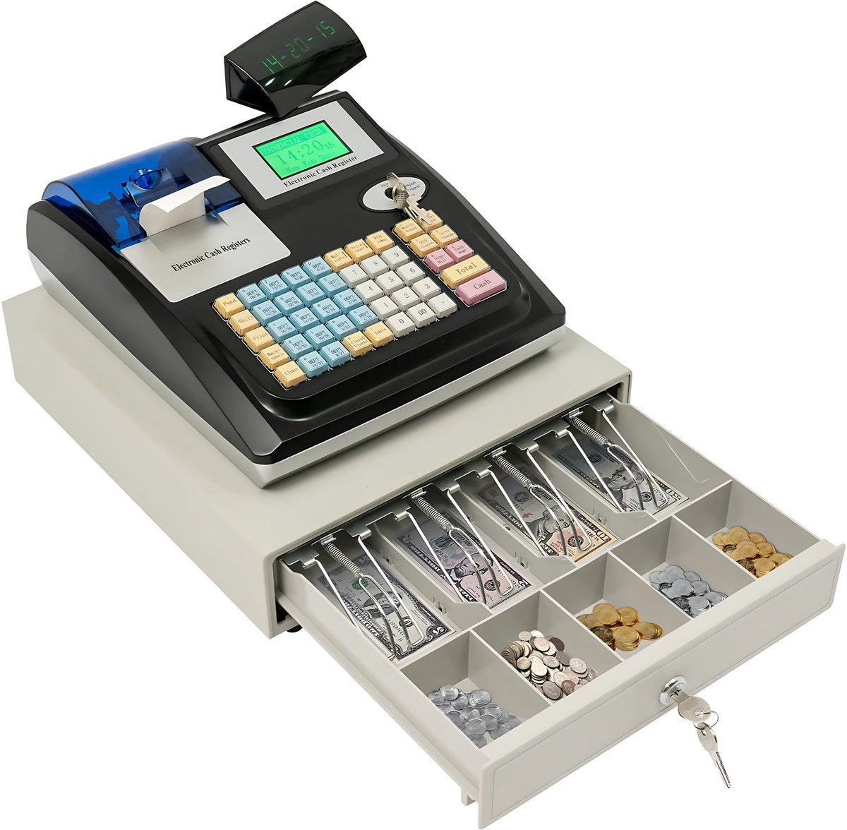 Kassa - 48 toetsen elektronisch kassa - Kassasysteem horeca - Met contant geldlade voor winkel - Zwart/Wit