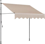 Luifel Balkon - Luifelklem voor Tuin en Zonbescherming - Intrekbare, UV-bestendige Luifel zonder Boren - 2x1,2m - Khaki