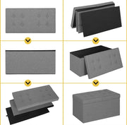 Moderne Opbergbank Luki - Met opbergruimte - Zitbank Poef - Voetenbank - Opbergbox hocker - Zitkist met deskel - Lichgrijs - Stof - 76x38x38 cm