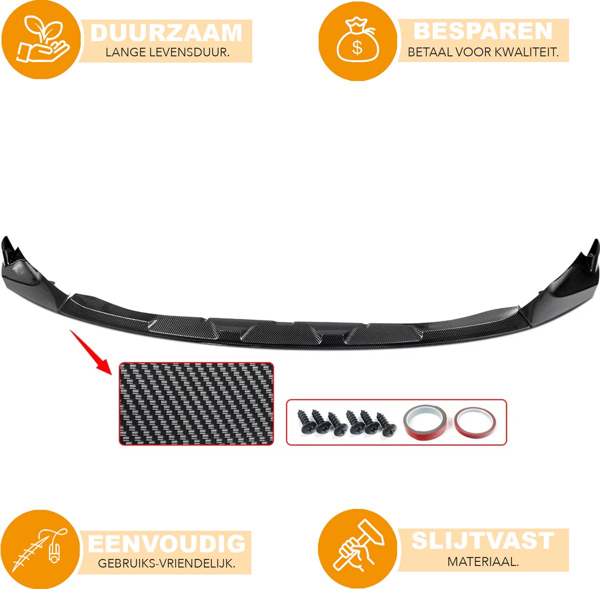 Voorbumper Lip Splitter Spoiler - Gloss Black - 3-delige Bodykit - Auto accessoires - Voor BMW G80 M3/G82 G83 M4 (2021-2022)