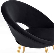 Luxe Velvet Stoel - Zwart - Eetkamerstoel - Met armleuning - Vergaderstoel - Gouden Metalen poten - Set van 1 - Zithoogte 47cm