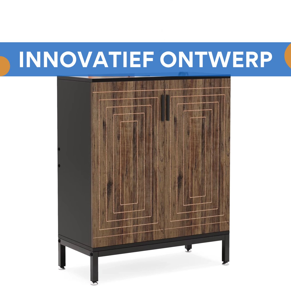 Schoenenkast deluxe - Met deuren - Bruin - 20 paar - Schoenenrek - 80m - 6 laags - Opbergkast