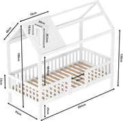 Kinderbed Fioren 90 x 200 cm - Voor Kinderen - Peuterbed - Met valbeveiliging - Met lattenbodem - Zonder matras