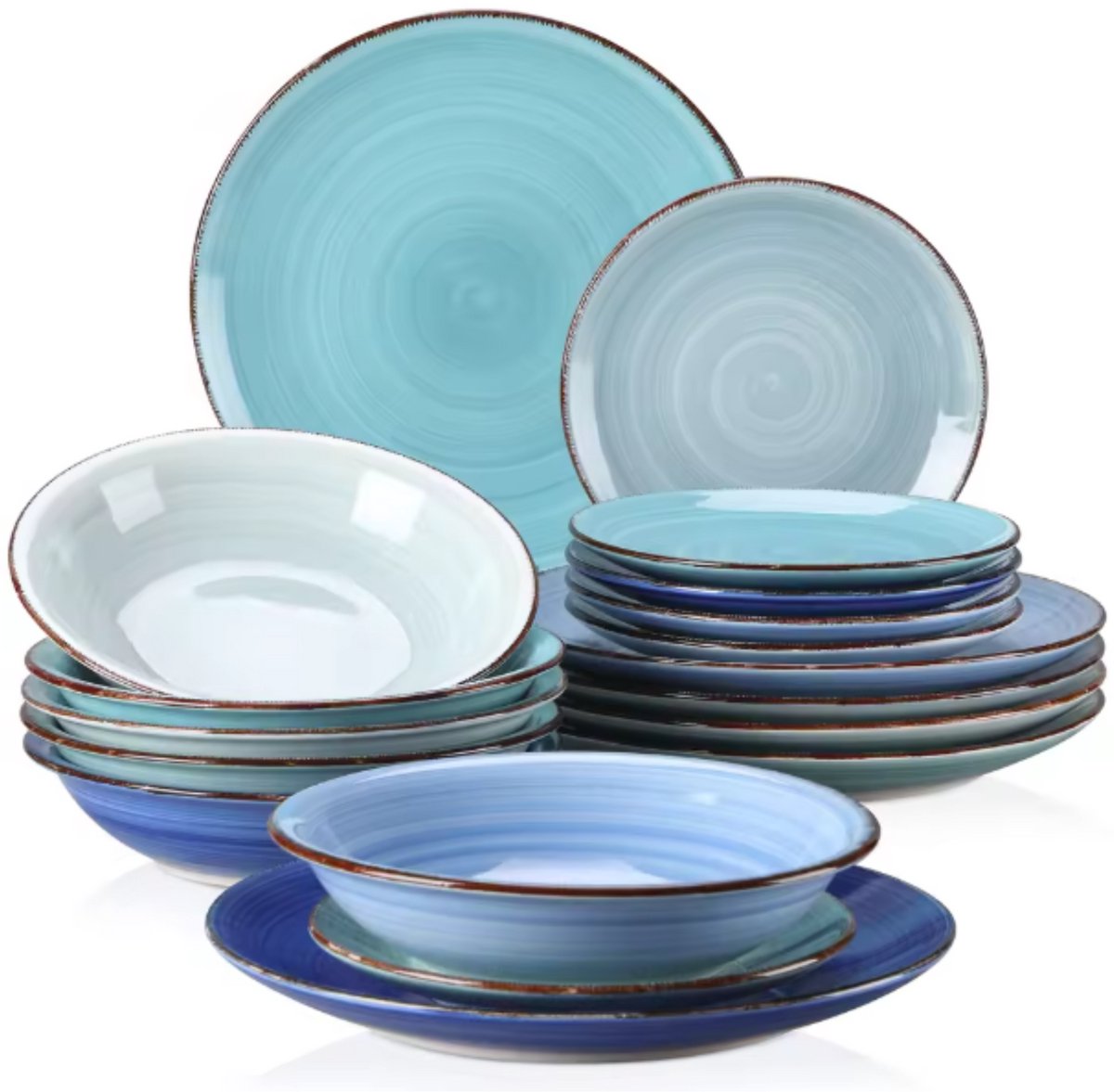Castella Serviesset - 18 delig - 6 persoons - Blauw - Dinerborden - Bordenset - Diepe borden - Ontbijtborden - Servies - Keukenservies