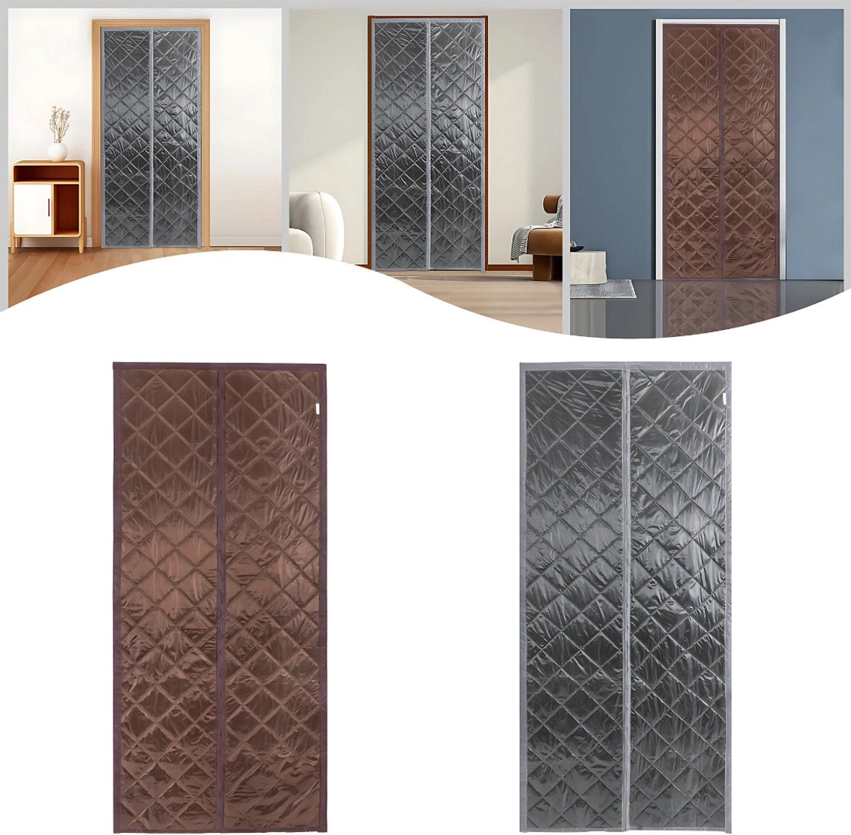Thermische gordijnen - Isolerend - Grijs - Voor deuren in huis of kantoor - Magnetisch - 95x210cm