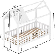 Kinderbed 90 x 200 cm - Voor Kinderen - Peuterbed - Met valbeveiliging - Met lattenbodem - Zonder matras