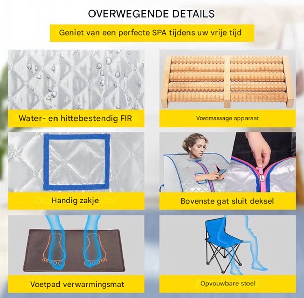 Luxe mobiele sauna - Draagbaar - Infrarood - Stoombad - Inclusief opvouwbare stoel - 220V