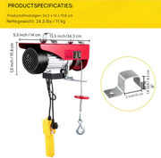 Elektrische kabeltakel - Met afstandsbediening - Takel lier - Hijskraan - 125-250KG - Garage lier - 12m hefhoogte