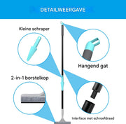 Vloerwisser Deluxe - 2 in 1 - Microvezel & Rubber Combinatie - 154cm Handvat - Voor Efficiënte Vloerreiniging in Huis