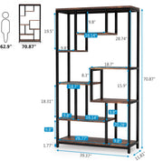 Boekenkast Quinoro - 8 Lagen - Boekenrek Opbergrek - Stellingkast Metaal - Geschikt voor Woonkamer, Kantoor of Slaapkamer - Bruin - 30 cm (D) × 100 cm (B) × 200 cm (H)