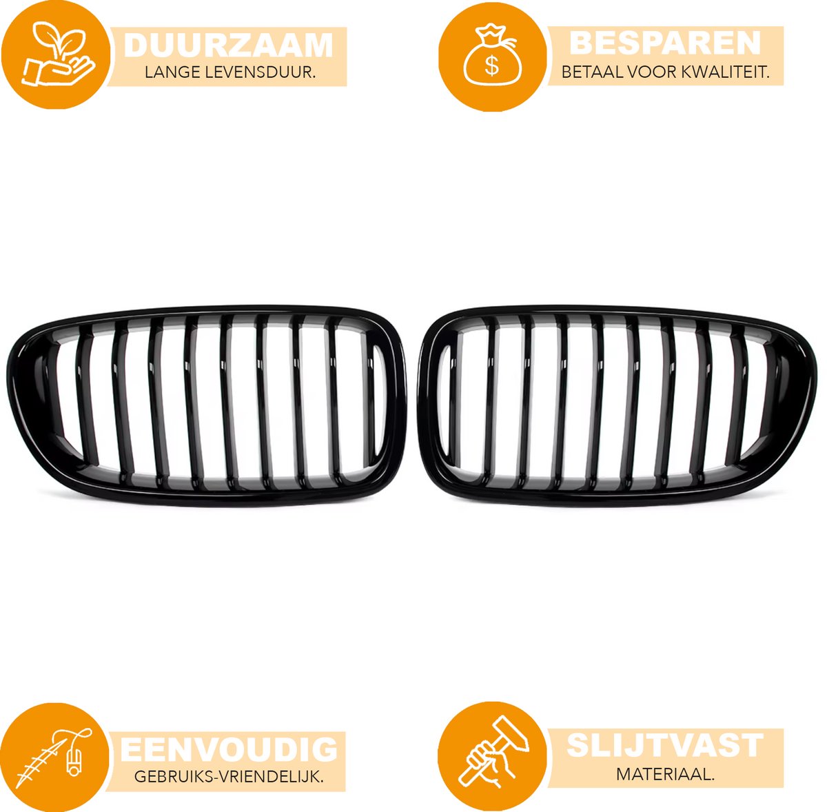 Voorbumper grille - Voorbumper - Voor BMW F10/F11 528i/535i/550i (2010-2016) - Racing Mesh Grill - Auto Accessoires