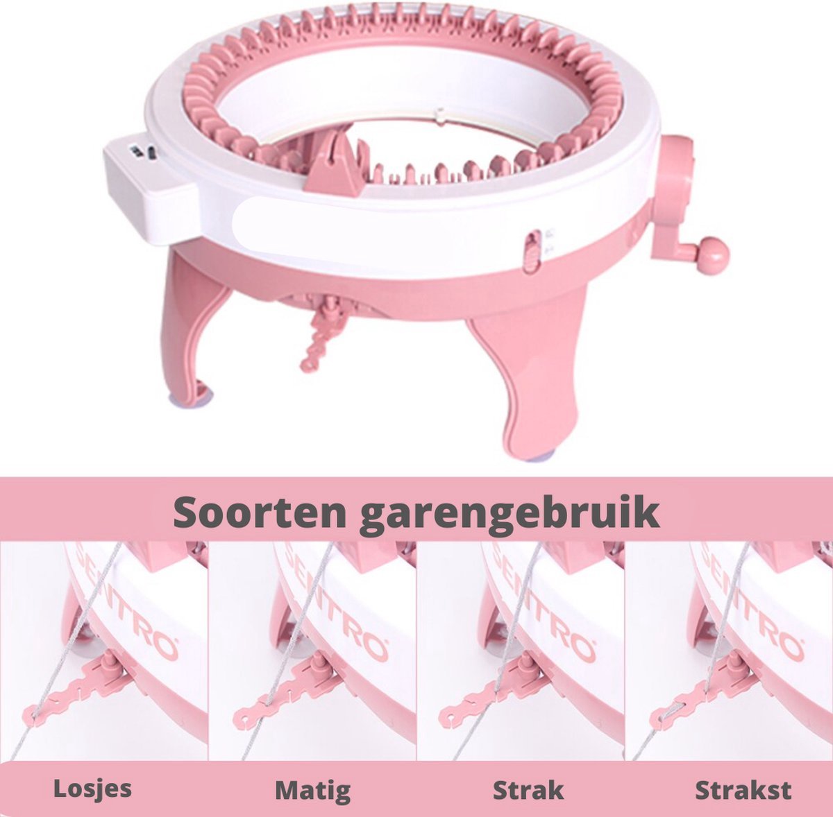 Happyment Breimachine - Breimolen - Punnikmolen - Knitting Machine - Wolmolen - Roze