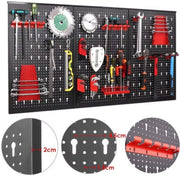 Gereedschapswand - 120x60cm - Pegboard - Gereedschapskast - Gereedschapwand - Gereedschapsbord - Gereedschap organizer - Metalen muur organizer - Tool organizer - Zwart/rood