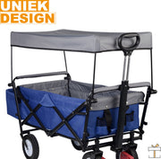 Happyment Bolderkar blauw - Opvouwbaar - Camping bolderwagen - Boodschappen of kinderenvervoer - Strand - Blauw - 80KG