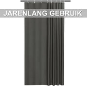 Douchegordijn deluxe - 120x180cm - Anti-schimmel - Voor Badkamer en bad - Donkergrijs - Waterdicht - Wasbaar - Ringen