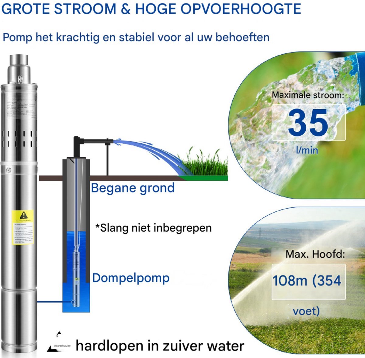 Happyment Dompelpomp PRO - Watersproeier - Dompelpomp - Waterpomp - 35L/Min