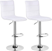 Luxe Barkurk Erino - Industrial - Wit - Barkrukken set van 1 - Barstoel Kruk - Barstoelen met rugleuning - Keukenstoel - In hoogte verstelbaar - Kunstleer