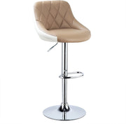 Barkrukken Portu - Met rugleuning - Kunstleer - Set van 2 - Keuken - Barstoelen ergonomisch - Beige - Verstelbaar in hoogte - Zithoogte 60-82cm