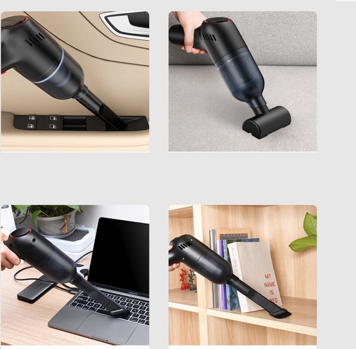 Happyment Kruimeldief - Handstofzuiger - Snoerloos - Draadloos - Auto Stofzuiger - Caravan - Best Verkocht - Zwart