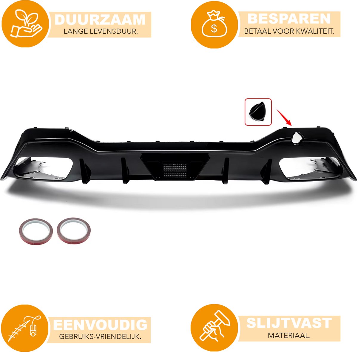 Achterbumper Diffuser Lip - Zwart Glans - Auto accessoires - Voor BMW 8 Serie G16 840i/M850i M Sport (2019+)