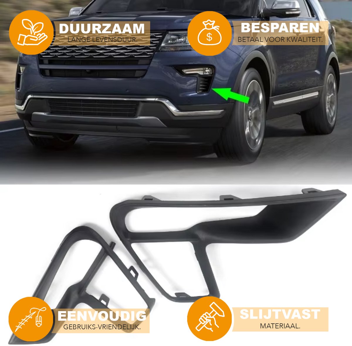 Mistlicht Cover Bezel - Bescherming voor Ford Explorer (2018-2020) - Zwarte Bekleding