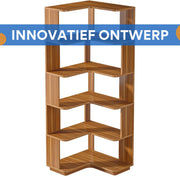 Hoekkast Brooklyn - Vakkenkast 165cm - Boekenrek Hoekmeubel - Opbergrek 6 lagen - Bruin