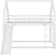 Stapelbed Valora voor kinderen - Met glijbaan - 140x200 cm - 2 kinderbedden - Hoogslaper - Met Hoektrap, valbeveiliging en raam - Peuterbed