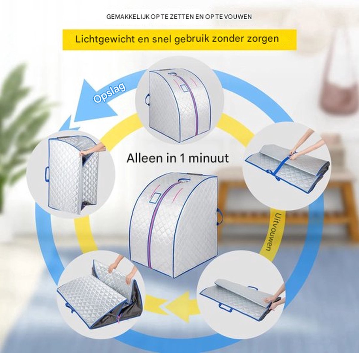 Luxe mobiele sauna - Draagbaar - Infrarood - Stoombad - Inclusief opvouwbare stoel - 220V