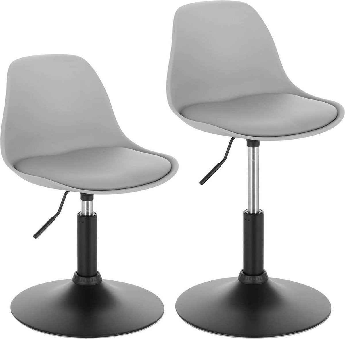 Mini Barkruk - Grijs - Kunstleer - Verstelbaar - Zithoogte 37-49cm - Keuken