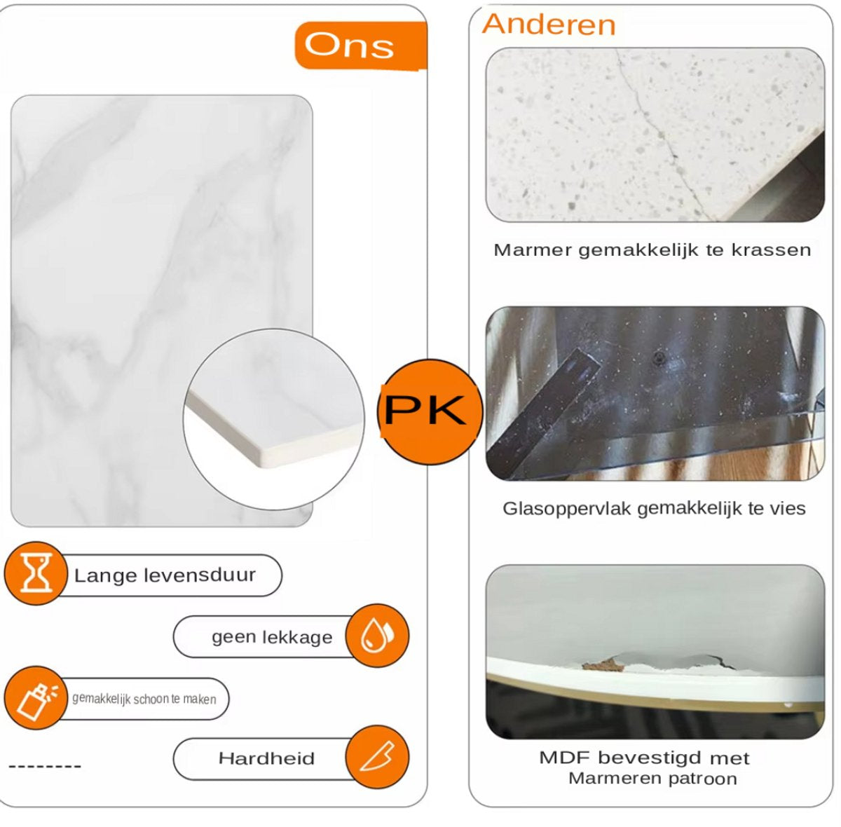 Marmeren Eetkamertafel 4 Personen - Glossy Groen - Metalen Poten - Voor Keuken, Restaurant & Café