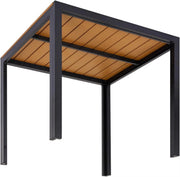 Tuintafel Vaylen - Aluminium - Voor binnen en buiten - Vierkante vijzettafel tuin - Zwart - Bistrotafel - Eettafel - Hitte- en Weerbestendig - Houtlook