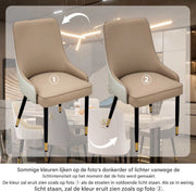 Luxe Eetkamerstoelen Paris - Set van 2 - Met Hoge Dichtheid Sponsschuim - Elegante Keuken- of Restaurantstoel - Lounge - Khaki