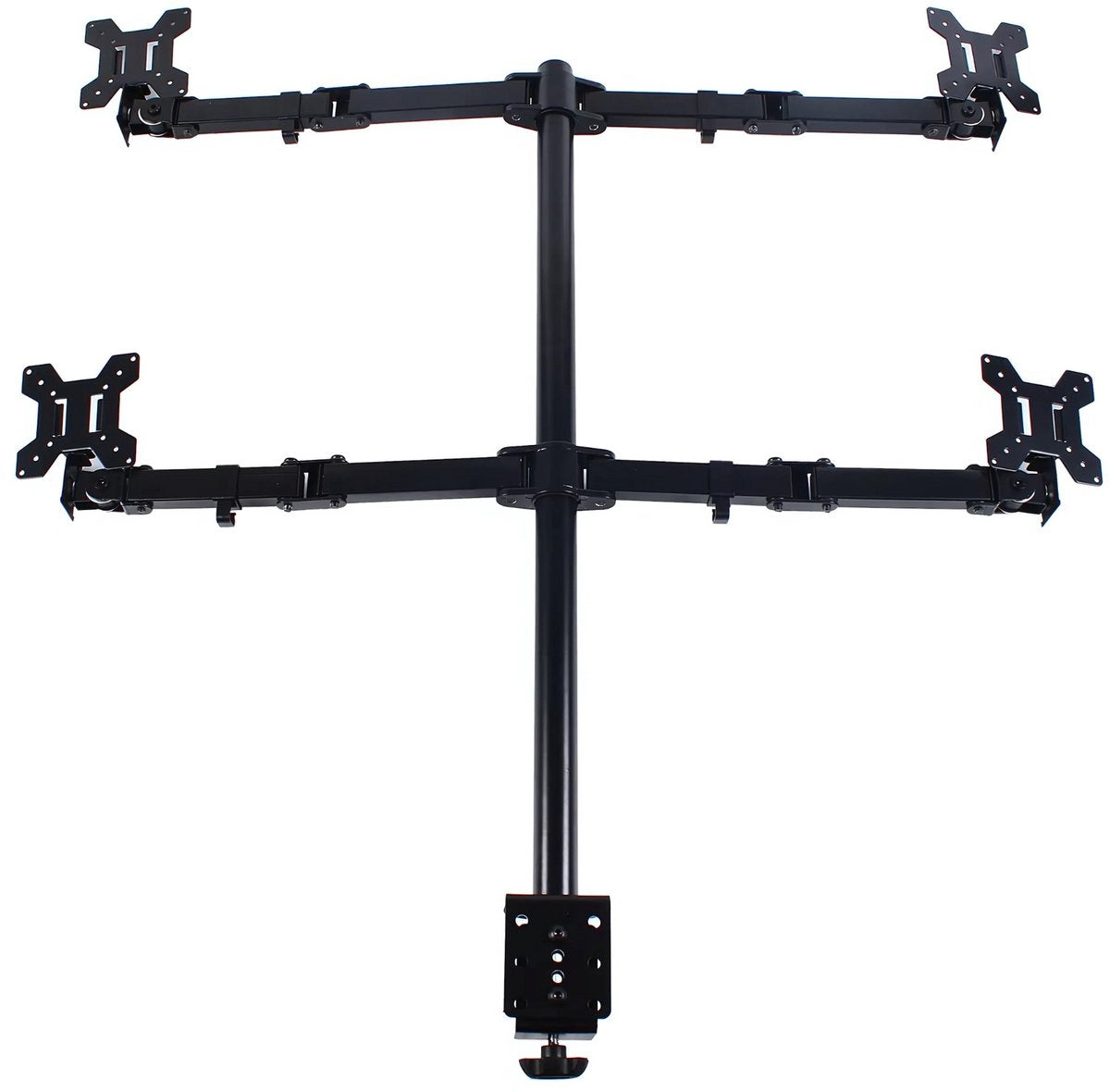 Monitor arm Quattro - Voor 4 schermen - Beugel - Voor kantoor en werkplek - Verstelbare bureausteun voor 4 schermen (10-27 inch) - Met universele basis