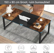 Bureau Livio - 80 × 160× 75 cm - Bruin - Computerbureau - Voor thuis of werk