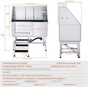 Hondenverzorgingskuip - hondenverzorgingstafel - 127 cm - RVS - Linkerdeur - Max. 150 kg