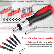 Gereedschapset - 198-delige - Gereedschapskoffer gevuld - Gereedschapstas - Gereedschapskist - Voor Thuis en autoreparatie - Handgereedschapset met rateldop en schroevendraaierset - Rood
