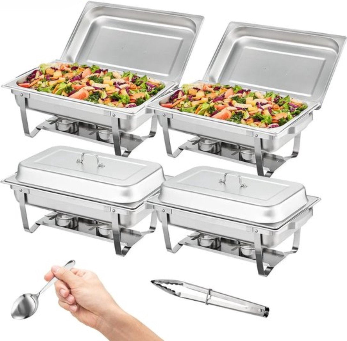 Happyment Buffetwarmer Deluxe - Cateringschaal - Serveerschaal - met Deksel - Warmhoudbakken - 2 stuks