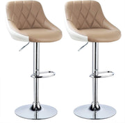 Barkrukken Portu - Met rugleuning - Kunstleer - Set van 2 - Keuken - Barstoelen ergonomisch - Beige - Verstelbaar in hoogte - Zithoogte 60-82cm