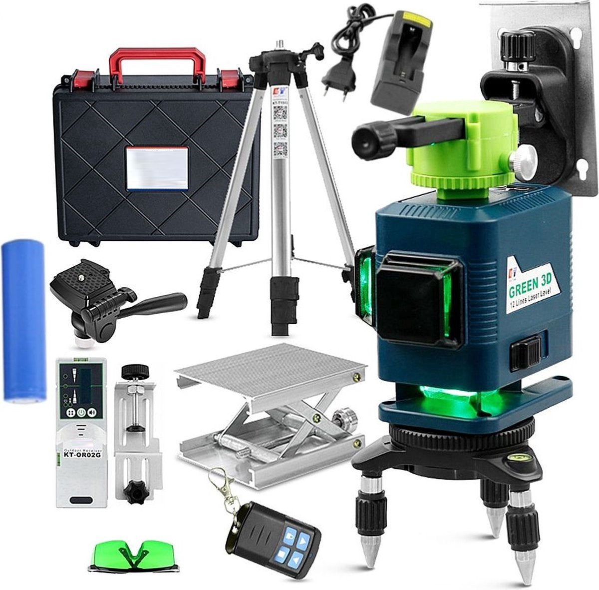 Happyment Zelfnivellerende Kruislijnlaser PRO - Laserwaterpas - Lijnlaser - Bouwlaser - Uitgebreide Set - Met statief - Opbergkoffer