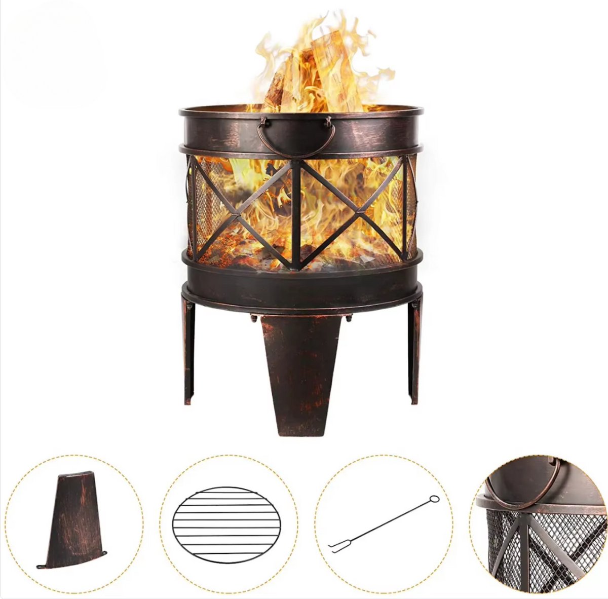 Vuurkorf 58x45 cm - Vuurschaal voor buiten - Tuinhaard - Terrashaard - Geschikt voor BBQ