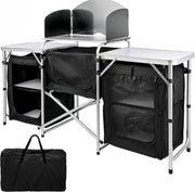 Opvouwbare campingkeuken - Opvouwkeuken - Met BBQ plaats - Inclusief opbergtas - Zwart