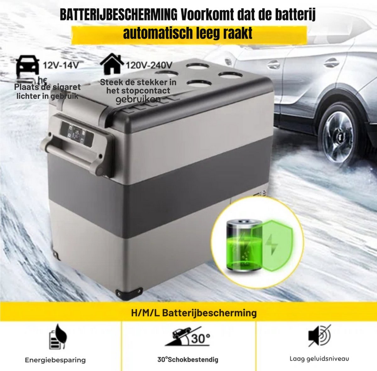 Koelbox XL - 55L - 60 Blikjes - Koeltas - Elektrisch - Oplaadbaar - Vriescombinatie - 220V - Camping, Auto, Caravan
