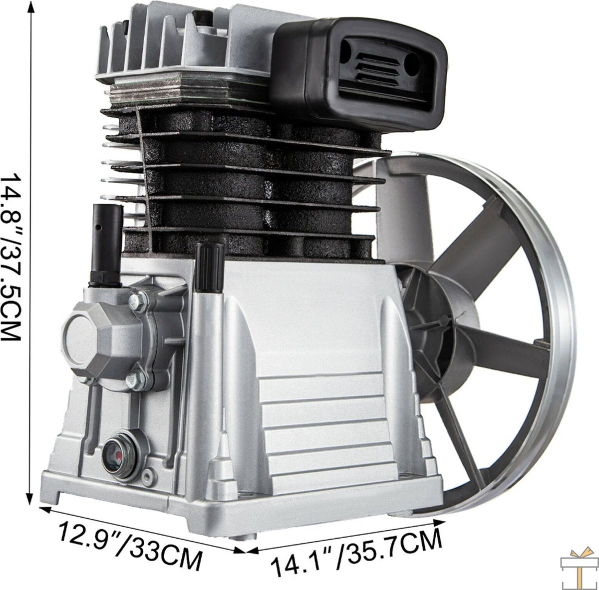Happyment Luchtcompressor - Hoofdzuiger Twin Cilinder - Eentraps 2.2KW 375 L/Min 12CFM - 11 Bar - 1300Rpm landbouw, industriële & mechanische gebruik.