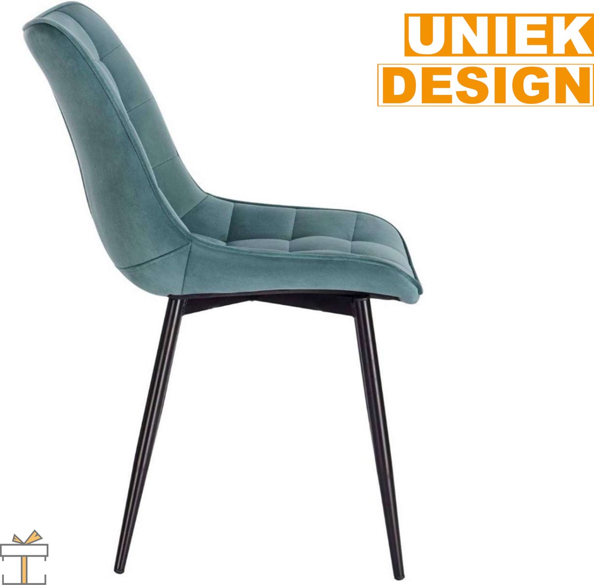 Happyment Luxe Eetkamerstoelen - Velvet Turqoise - Woonkamerstoelen - Keukenstoelen - Kuipstoel - Set van 2, 4 of 6