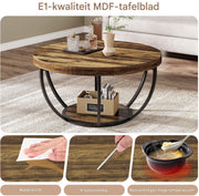 Salontafel Turin - Rond - Modern - Voor woonkamer - Bijzettafel - 80cm - Bruin