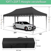 Paviljoen Tavien - Partytent - Tuin tent - Overkapping - Gazebo - Opvouwbare Partytent met Zijwanden - UV50+ Bescherming - Waterdicht & Stevig - Voor Tuinfeest & Buitengebruik - Grijs - 3x6m