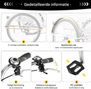 Driewieler Madrid - Fiets voor volwassenen en senioren - 6 versnellingen - 24 Inch - Opvouwbare Trike - Met mand - Voorrem - Zilver